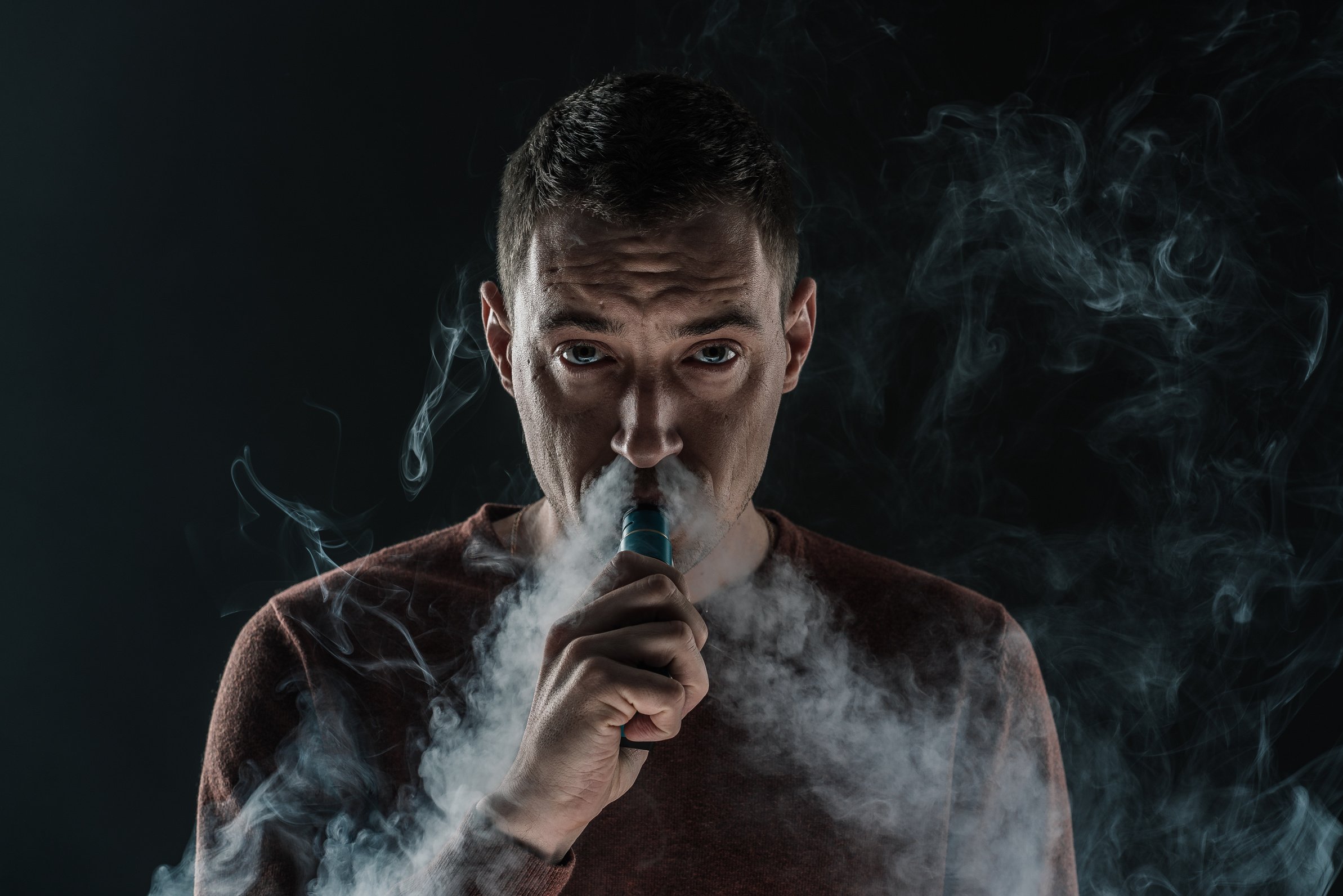 Man Smokes Vape Smoke Electronics Vaping Nicotine